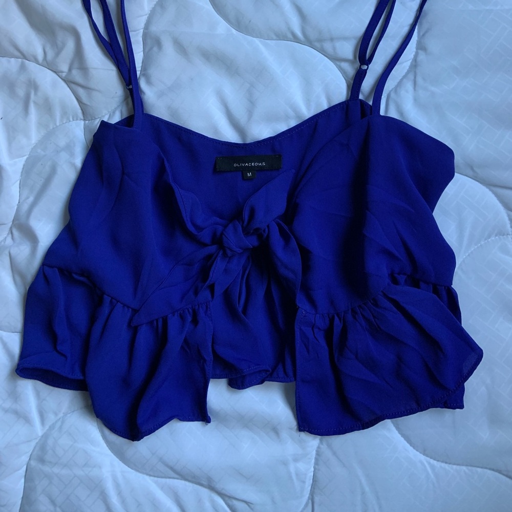 Blue Flowy Tie Top
